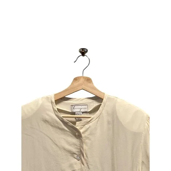 Spencer Jeremy Vintage 90’s Silk Blouse Cream Size M - Picture 4 of 15
